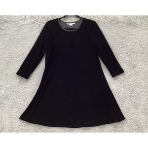 Ashlee Dress Size S Small Black Velvet Crew Neck Long Sleeve Stretch Made in USA